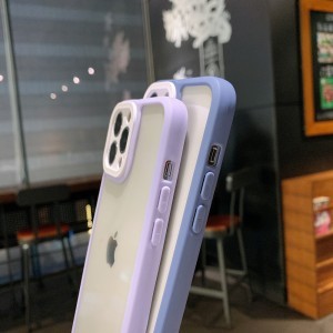 iPhone 12 Pro Max átlátszó tok halványlila kerettel Alphajack