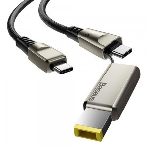 Baseus Flash Series USB Type-C - USB Type-C + DC négyzet alakú csatlakozó 100W 5A 2m fekete (CA1T2-E01)