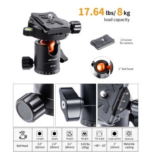 KF Concept SA225C1 karbon fényképező állvány, tripod gömbfejjel (KF09.094)-3