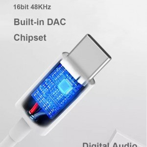USB Type-C - 3.5mm jack átalakító adapter fehér (DAC chip) TRRS