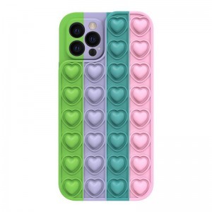 iPhone 13 Szíves POP IT telefontok - Color 5 - Zöld, lila, zöld, rózsaszín