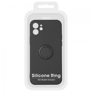 iPhone 13 Pro Vennus szilikon tok hátlapi gyűrűvel fekete