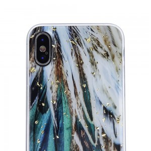 iPhone 12/12 Pro Gold Glam tok Feathers