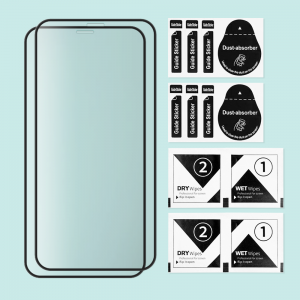 iPhone 13 Pro Max / 14 Plus 2db kijelzővédő üvegfólia 9H 111D HD 0.33mm fekete kerettel Alphajack