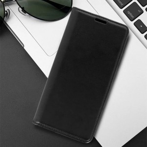 Samsung Galaxy A22 5G Magnet Elite Mágneses környezetbarát bőr fliptok fekete