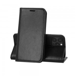 Samsung Galaxy A22 5G Magnet Elite Mágneses környezetbarát bőr fliptok fekete
