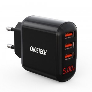Choetech fali töltő adapter 3x USB 3.4A fekete (Q5009-EU)