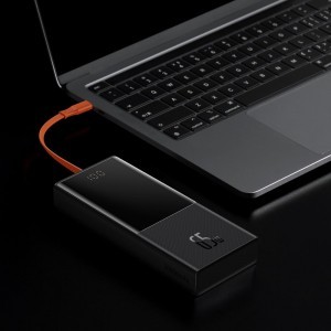 Baseus Elf 20000mAh power bank 65W 2x USB / USB Type C / beépített USB Type C kábel gyorstöltéssel fekete (PPJL000001)