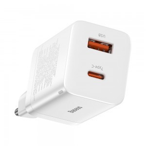 Baseus Super Pro gyors fali töltő adapter USB / USB Type C 30W Power Delivery Quick Charge fehér (CCSUPP-E02)