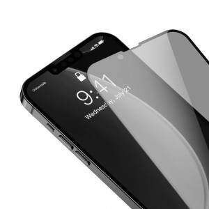 iPhone 13 / 13 Pro / 14 Baseus Anti Spy Full Screen Glass 0,23mm 2x kijelzővédő üvegfólia fekete kerettel (SGQP020401)
