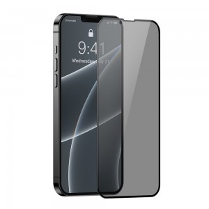 iPhone 13 / 13 Pro / 14 Baseus Anti Spy Full Screen Glass 0,23mm 2x kijelzővédő üvegfólia fekete kerettel (SGQP020401)