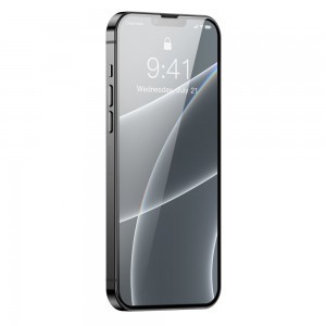 iPhone 13 / 13 Pro / 14 Baseus Full Screen Porcelain Glass 0,3mm 2x kijelzővédő üvegfólia fekete kerettel (SGQP030101)