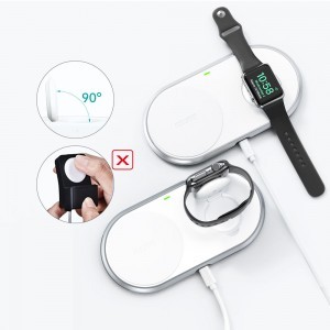 Choetech MFI Qi 2 az 1-ben vezeték nélküli töltő okostelefonokhoz / Apple Watch állvánnyal USB Type C fehér (T317)