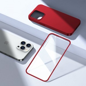 iPhone 13 Pro Max Joyroom 360 Full Case tok + kijelzővédő üvegfólia piros