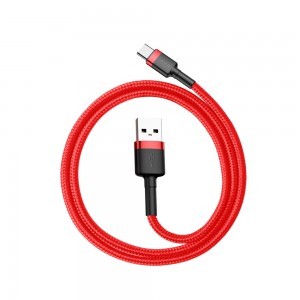 Baseus Cafule Nylon harisnyázott USB/USB-C kábel QC3.0 3A 0,5 m piros