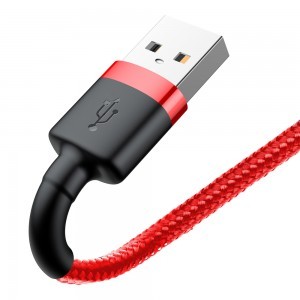 Baseus Cafule Nylon harisnyázott USB / Lightning QC3.0 2.4A kábel 1 m piros