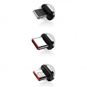 Baseus Zinc 3 az 1-ben mágneses visszahúzható kábel szett USB Type C - micro USB / USB Type C / Lightning 20W 1m fekete