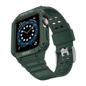 Apple Watch 8/7/6/5/4/3/2 / SE (41/40 / 38mm) Armored Óraszíj és Tok Zöld