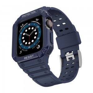 Apple Watch 4/5/6/7/8/SE (42/44/45mm) Armored Óraszíj és Tok Kék