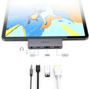 Choetech 4 az 1-ben multifunkcionális adapter USB HUB Apple iPad Pro Type C 60W PD fekete (HUB-M13)