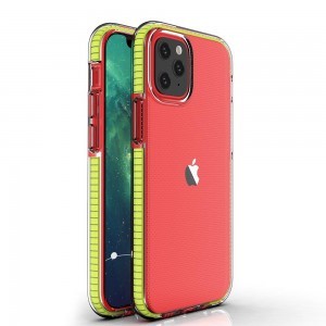 iPhone 13 Spring átlátszó TPU tok színes kerettel citromsárga