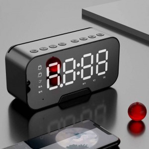 Led tüköróra Bluetooth 5.0 hangszóró FM rádió hőmérő ébresztőóra és mikrofon fekete