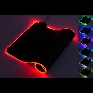 Gamer egérpad fekete LED RGB 10 mód 80x30cm
