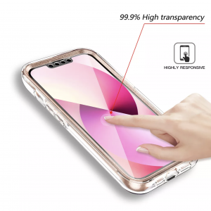 iPhone 13 márvány mintás 360 fokos védelmet biztosító TPU tok kijelzővédővel, lila Alphajack