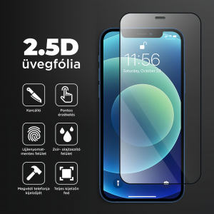 Samsung Galaxy A12 Prémium+ üvegfólia fekete kerettel Alphajack
