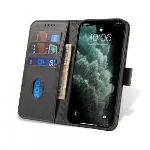 Samsung S20 FE mágneses PU bőr fliptok kártyatartóval fekete Alphajack
