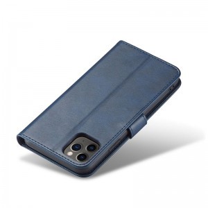 Samsung Galaxy A12 mágneses PU bőr fliptok kártyatartóval kék Alphajack