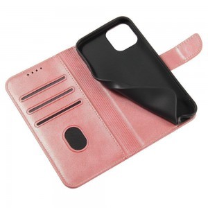 Samsung Galaxy A13 5G mágneses PU bőr fliptok kártyatartóval rózsaszín Alphajack