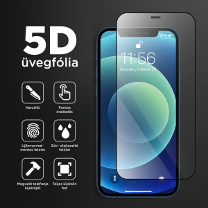 Samsung Galaxy S21 kijelzővédő üvegfólia 9H 5D HD 0.33mm fekete kerettel Alphajack