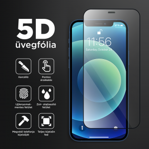 Samsung Galaxy S22 Plus kijelzővédő üvegfólia 9H 5D HD 0.33mm fekete kerettel Alphajack
