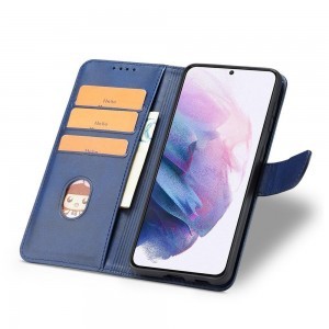 Samsung S22 Ultra Elegant mágneses bőr fliptok kék