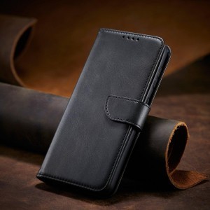 Samsung S22+ Plus Elegant mágneses bőr fliptok fekete