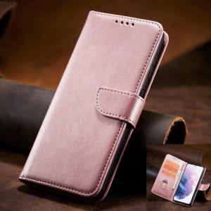 Samsung S22+ Plus Elegant mágneses bőr fliptok pink