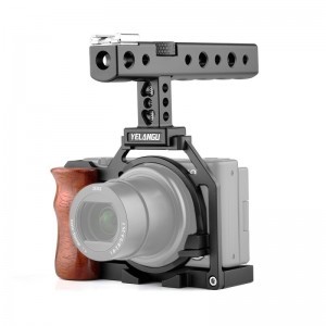 YELANGU C20-B Camera Cage Sony ZV-1 kamerához fa markolattal, felső fém fogantyúval (DCA1229)-0