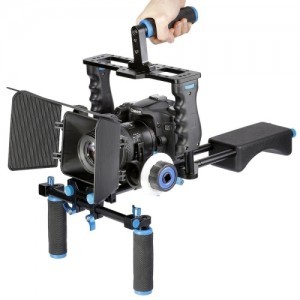 YELANGU YLG1103A-A kamera válltámasz, DSLR shoulder rig dupla markolattal, felső fogantyúval + Follow Focus + Matte Box (S-DCA-2344)-0