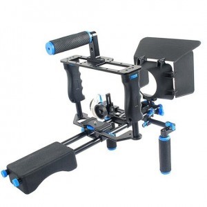 YELANGU YLG1103A-A kamera válltámasz, DSLR shoulder rig dupla markolattal, felső fogantyúval + Follow Focus + Matte Box (S-DCA-2344)-3