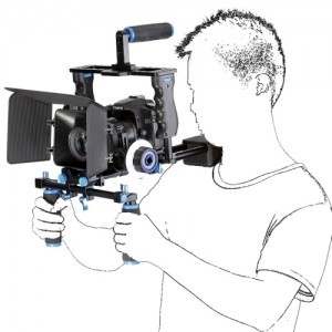 YELANGU YLG1103A-A kamera válltámasz, DSLR shoulder rig dupla markolattal, felső fogantyúval + Follow Focus + Matte Box (S-DCA-2344)-2