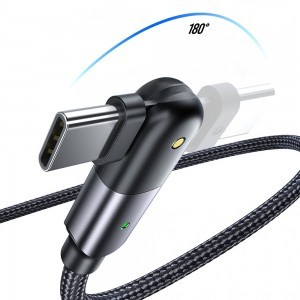 XO NB176 USB - USB Type C kábel 2.4A 1.2m mozgatható csatlakozóval fekete