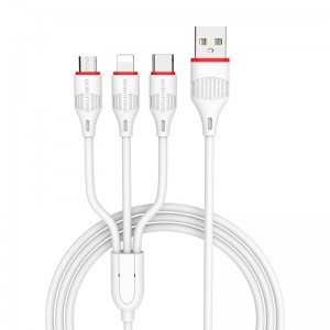 Borofone BX17 3in1 Enjoy USB - Type-C/Lightning/Micro USB kábel 2.4A 1m fehér