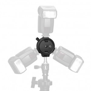 NiceFoto FLH-13 szinkronizálható hármas elosztó adapter rendszervakukhoz ernyőtartóval