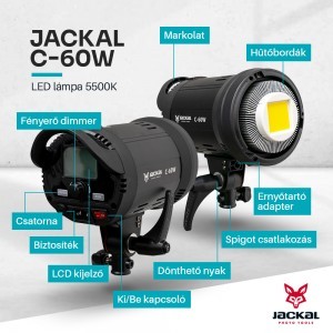 Jackal 2xC-60W COB LED videólámpa szett-4