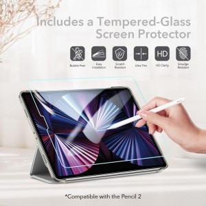 iPad Pro 11 2021 ESR Ascend Trifold tok és kijelzővédő üvegfólia szürke