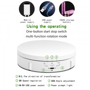 360 fokos termékforgató 14.6cm fehér, felragasztható tükröződő felülettel (EDA001416201D)-3