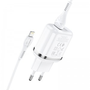Borofone Aspiring DBN4 töltő adapter 2xUSB 2.4A + USB - Lightning töltő kábel fehér
