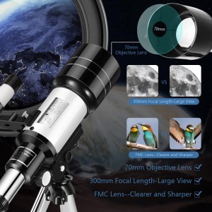 KF Concept csillagászati távcső, teleszkóp 300mm, állvánnyal, telefontartóval, bluetooth távirányítóval (KF33.036)-2