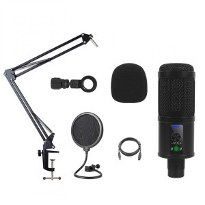 KF Concept USB mikrofon készlet állítható asztali állvánnyal, pop filterrel (KF10.020)